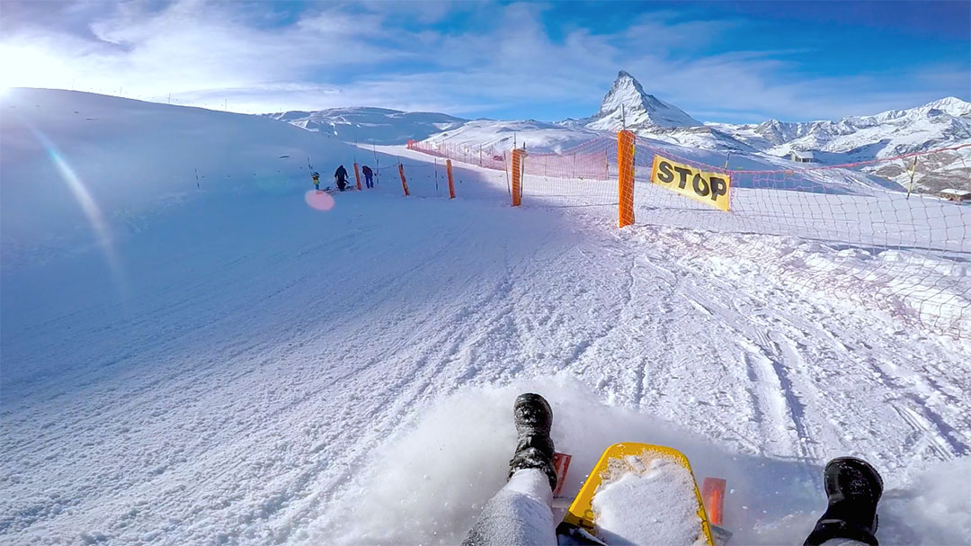 The first (and last!) time I tried snow sledding - Zermatt, Switzerland