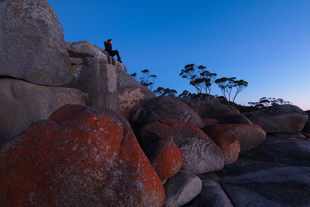 Bay of Fires at sunset in Tasmania