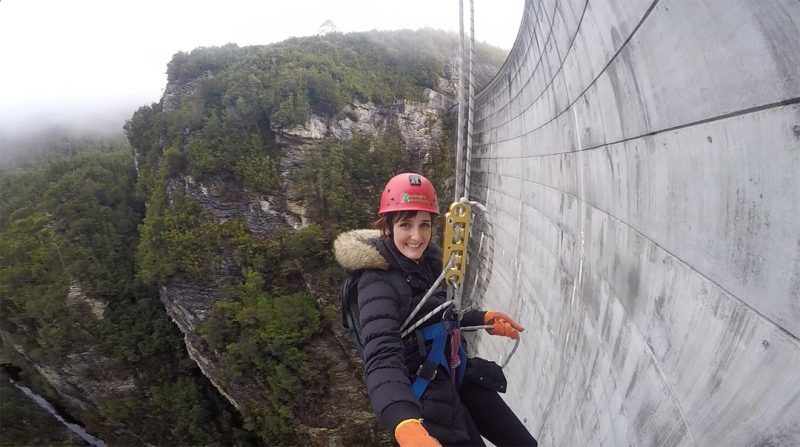 Abseiling down Gordon Dam Tasmania with Aardvark Adventures