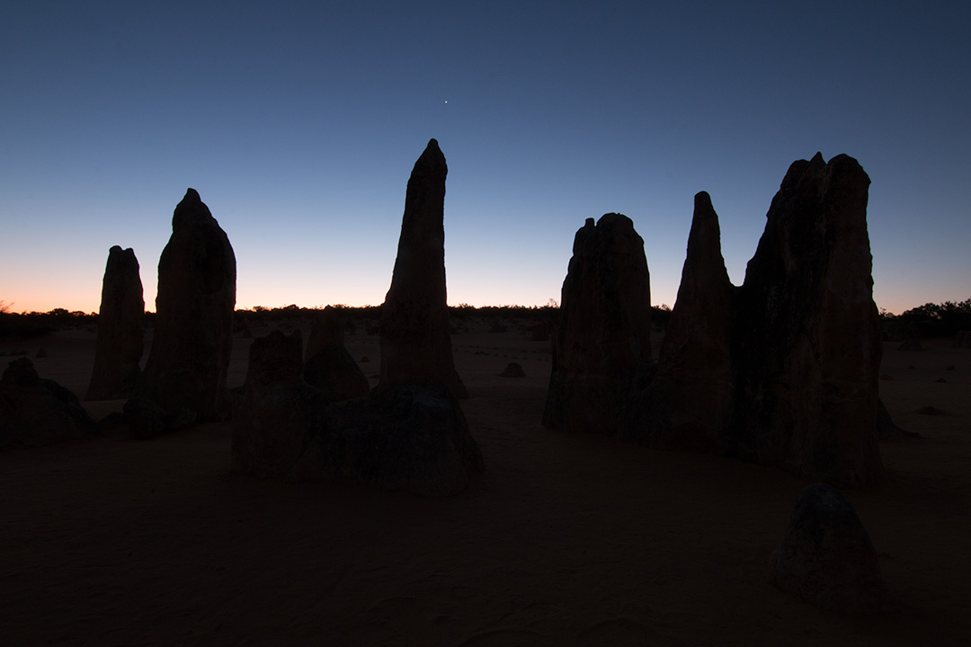 The Pinnacles in Western Australia at sunset