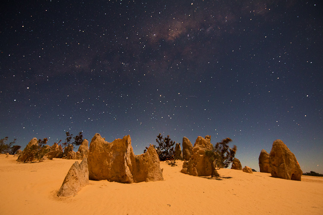 The Pinnacles and Milky Way in Western Australia during the night