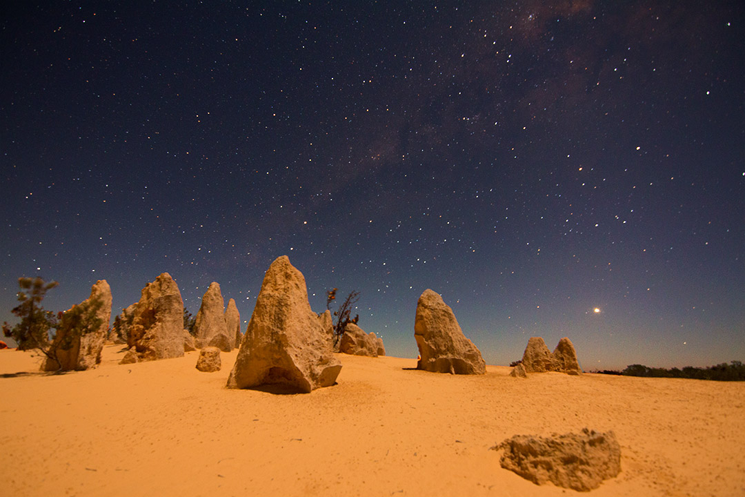 The Pinnacles and Milky Way in Western Australia during the night