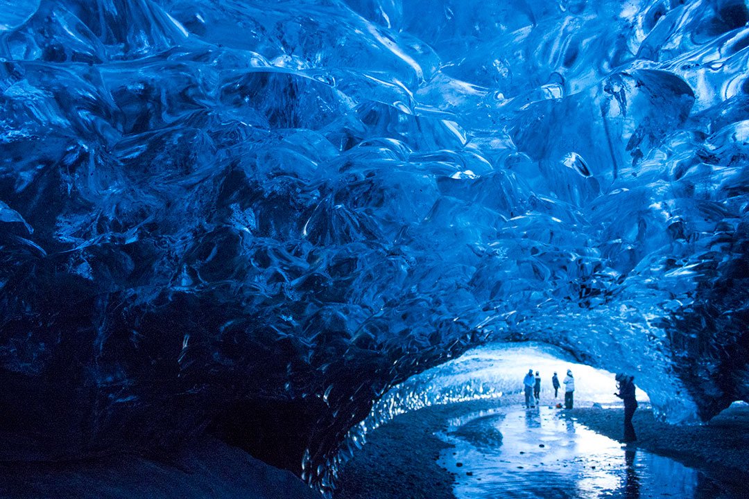 Blue Ice Caves or Crystal Ice Caves of Svínafellsjökull, part of the Vatnajökull glacier in Skaftafell National Park, Iceland