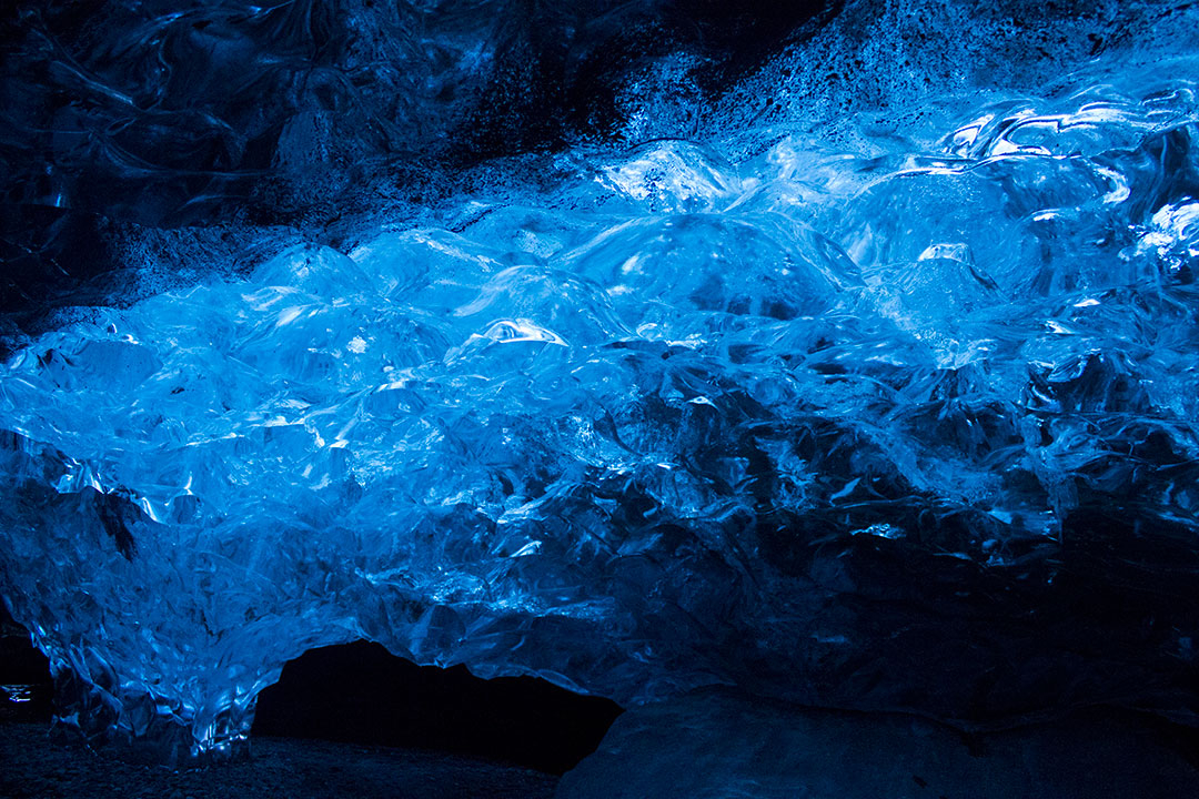 Blue Ice Caves or Crystal Ice Caves of Svínafellsjökull, part of the Vatnajökull glacier in Skaftafell National Park, Iceland