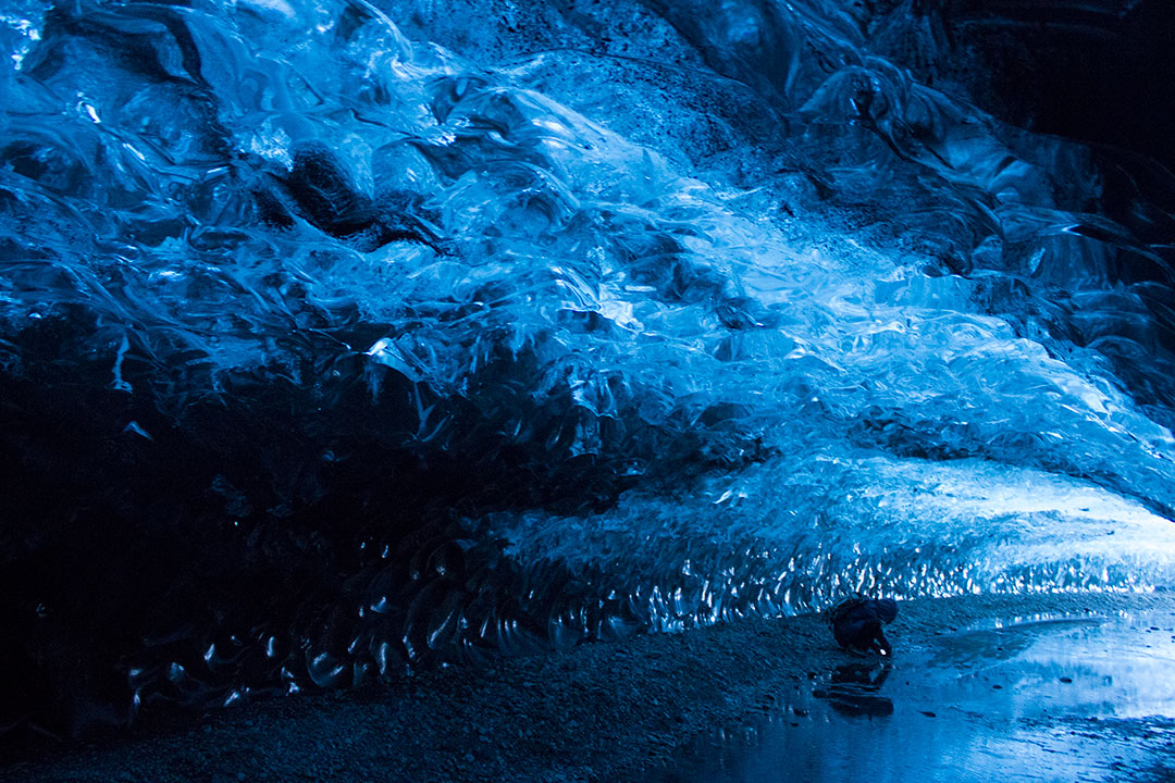 Blue Ice Caves or Crystal Ice Caves of Svínafellsjökull, part of the Vatnajökull glacier in Skaftafell National Park, Iceland