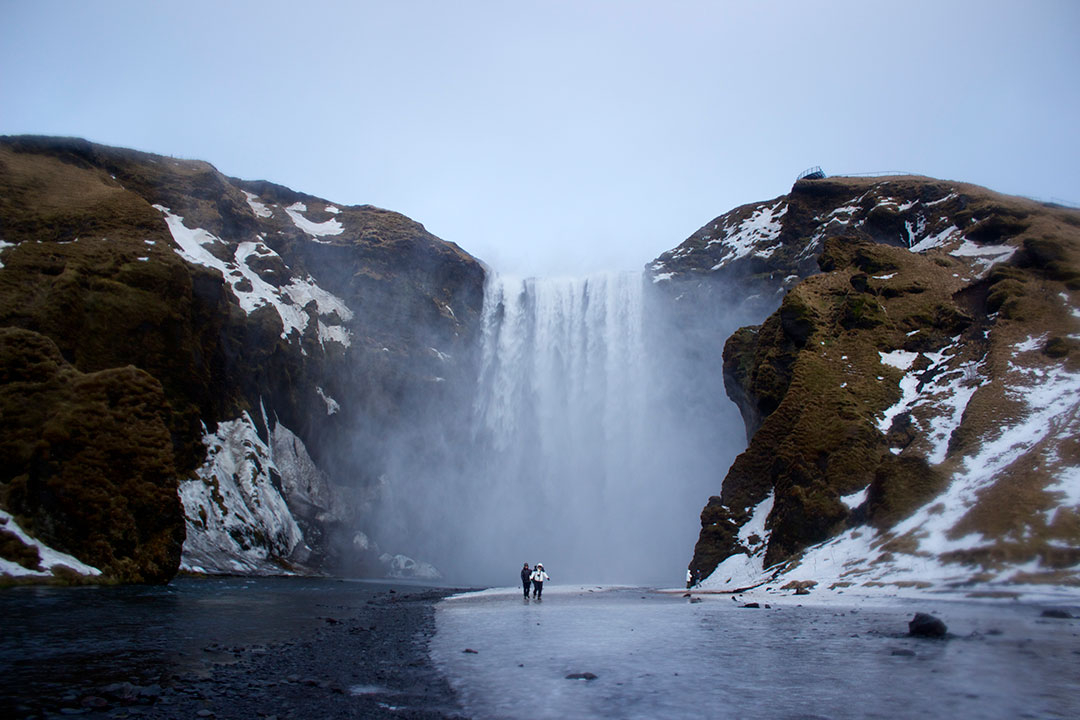 Winter in Iceland Skogafoss Waterfall