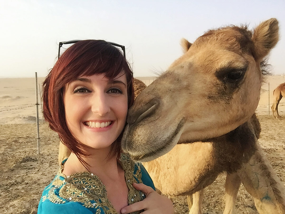 Selfie with a camel in the Dubai Desert