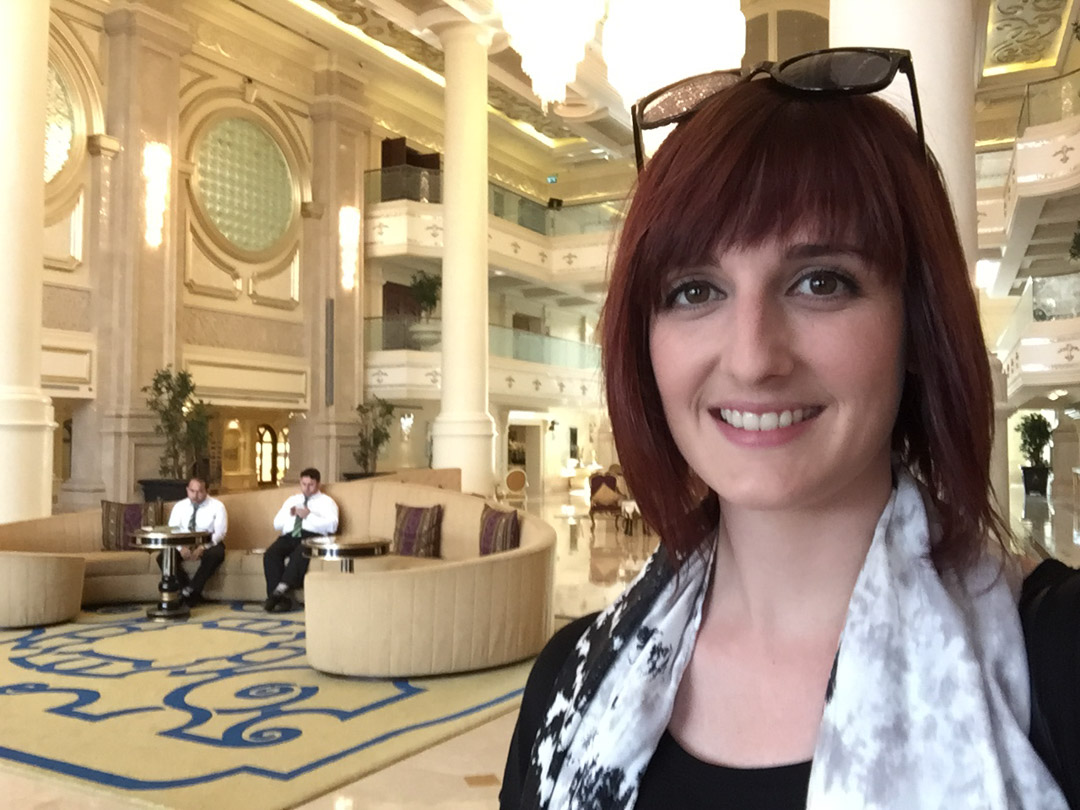 Ritz-Carlton Abu Dhabi selfie in the lobby