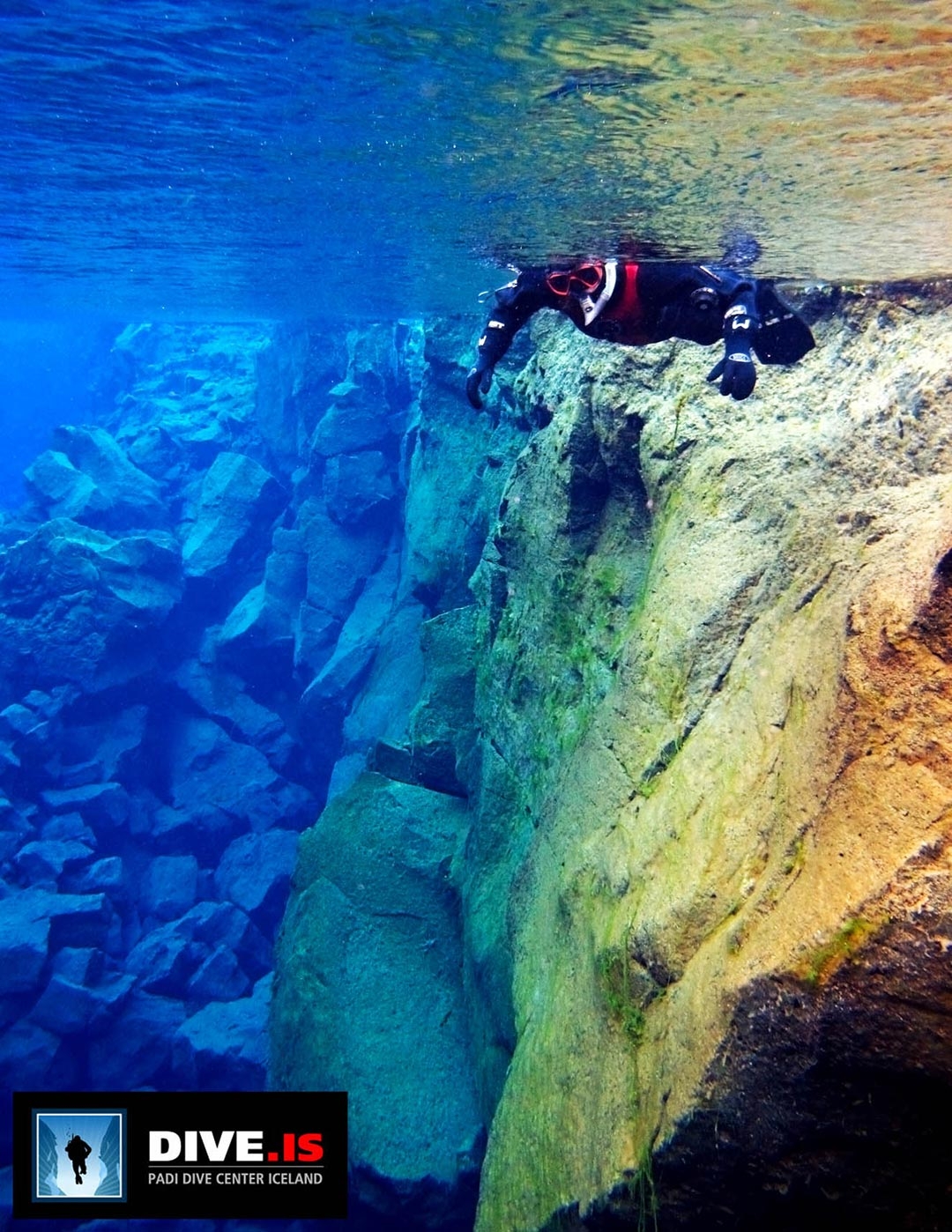 Silfra Fissure swimming and snorkelling between the tectonic plates in Iceland